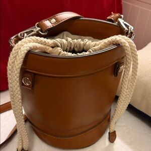 Brown Leather Bucket Bag
